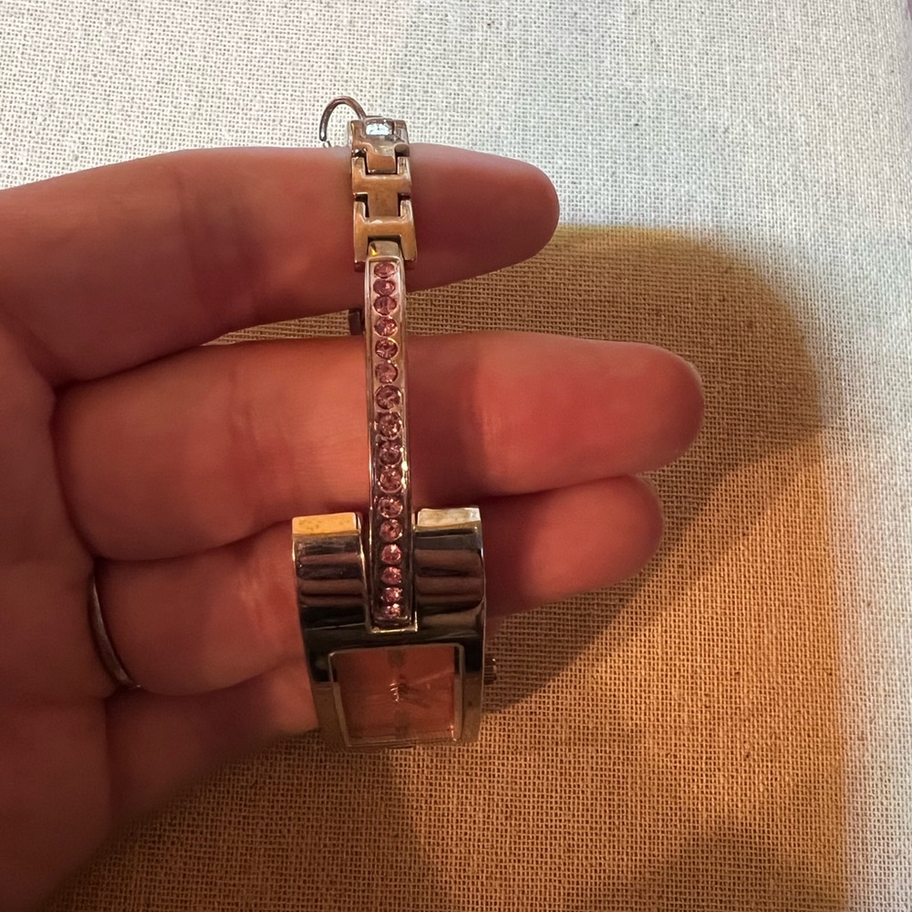 Nine West Pink Rhinestone Watch - Picture 2 of 10